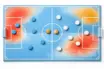 Tactical pitch diagram with probability heat-map overlays in Argentina's national colours.