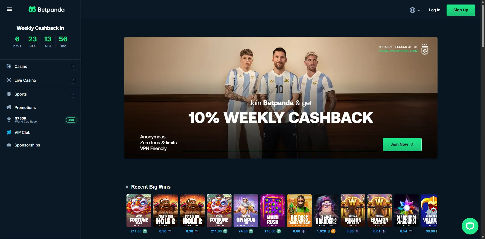 Betpanda review screenshot US desktop