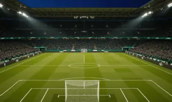 Celtic Park stadium under floodlights before a crucial Champions League qualifier match