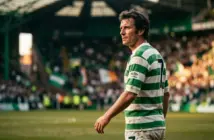 Celtic legend Kenny Dalglish in iconic green and white hooped jersey, dignified portrait