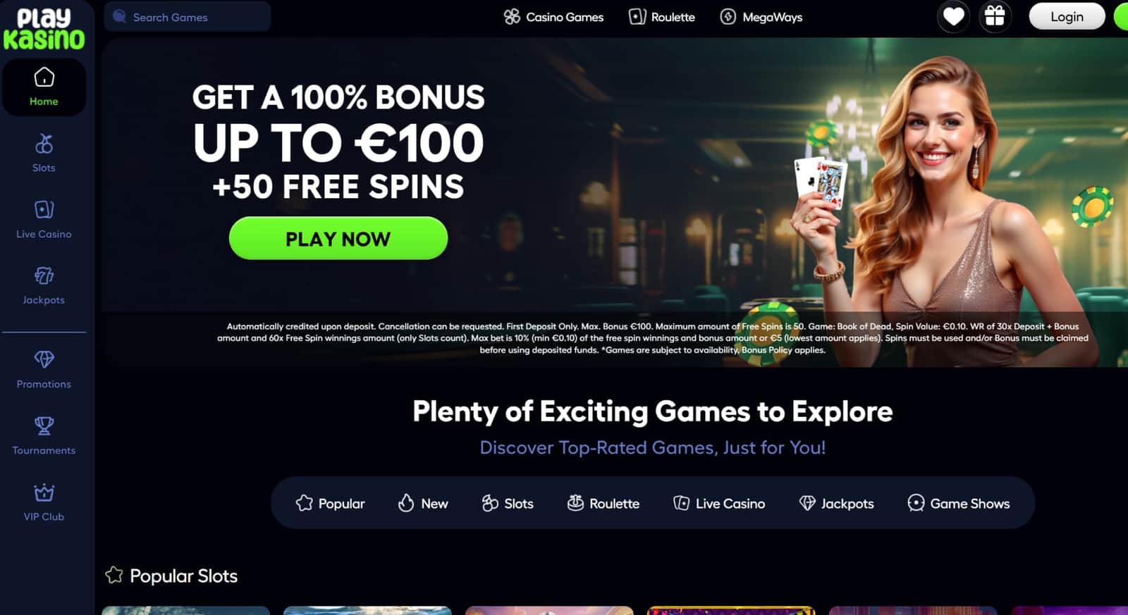 PlayKasino review screenshot GB desktop