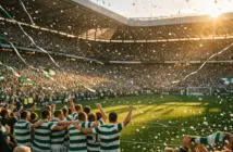 Celtic Park stadium filled with passionate supporters celebrating a historic championship victory
