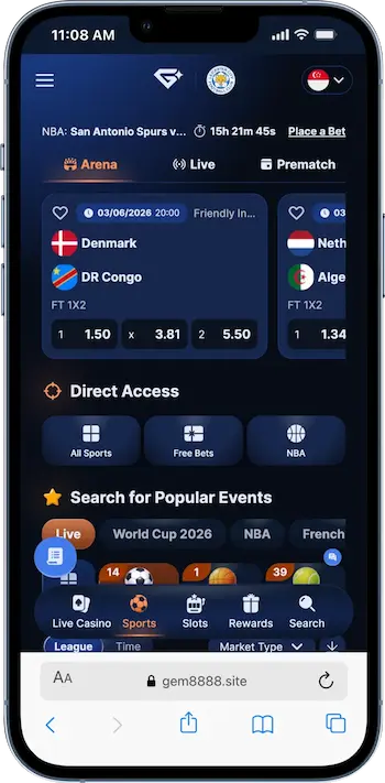gembet sportsbook homepage