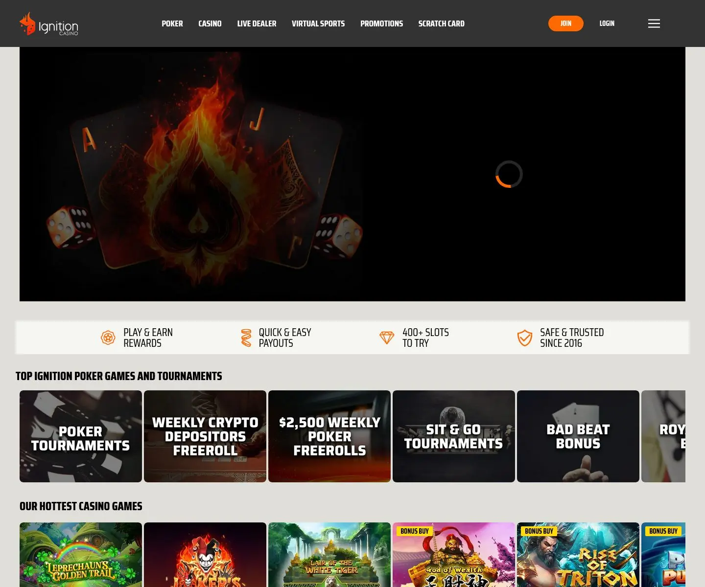 Ignition Casino review screenshot US desktop