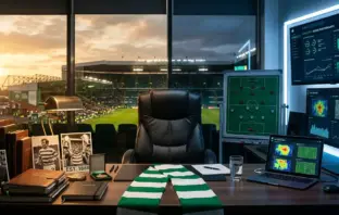 Celtic Park manager's office split between traditional and modern approaches to football management