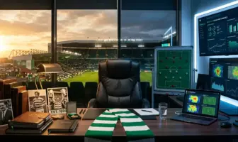 Celtic Park manager's office split between traditional and modern approaches to football management