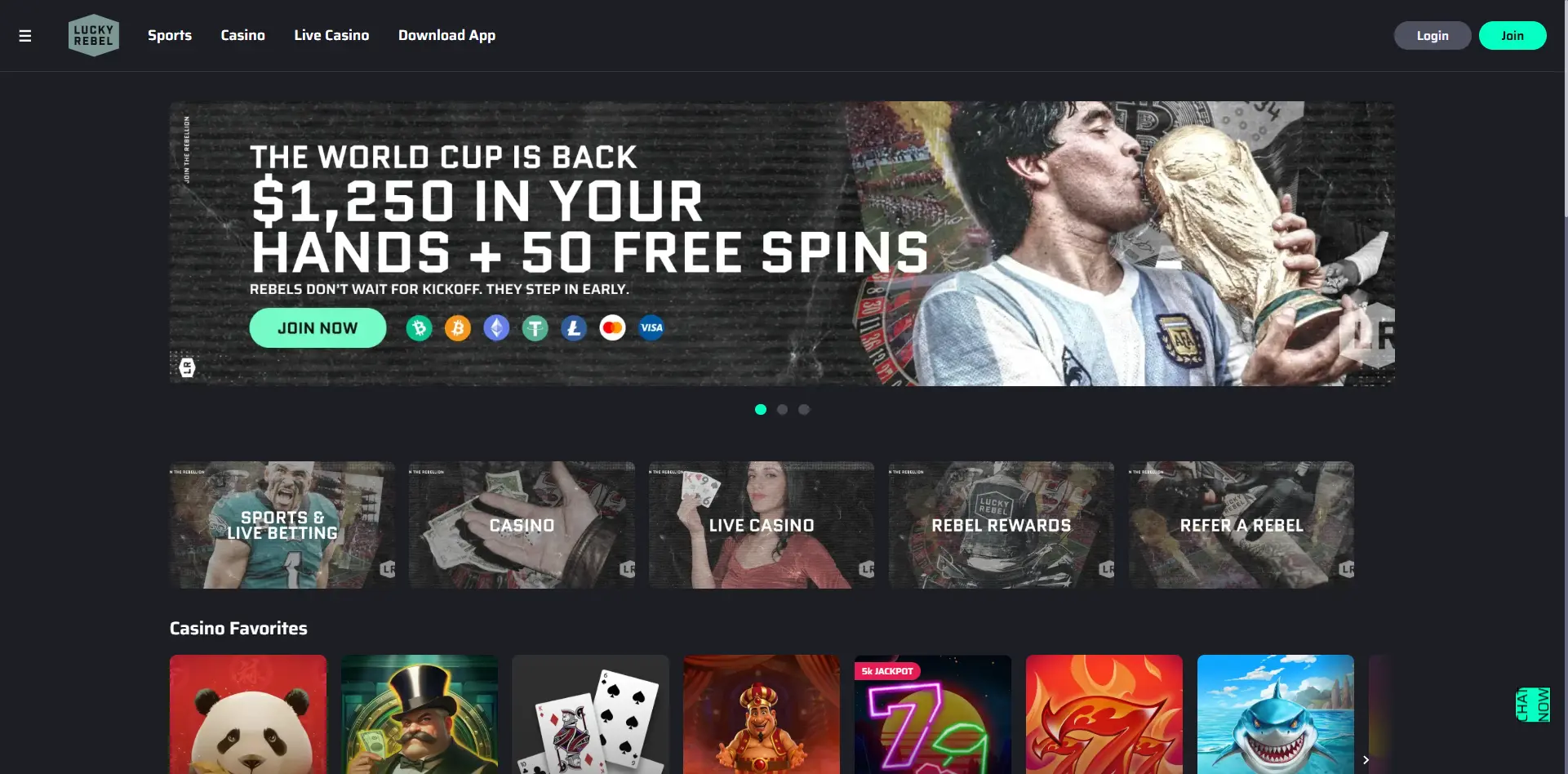 Lucky Rebel review screenshot US desktop