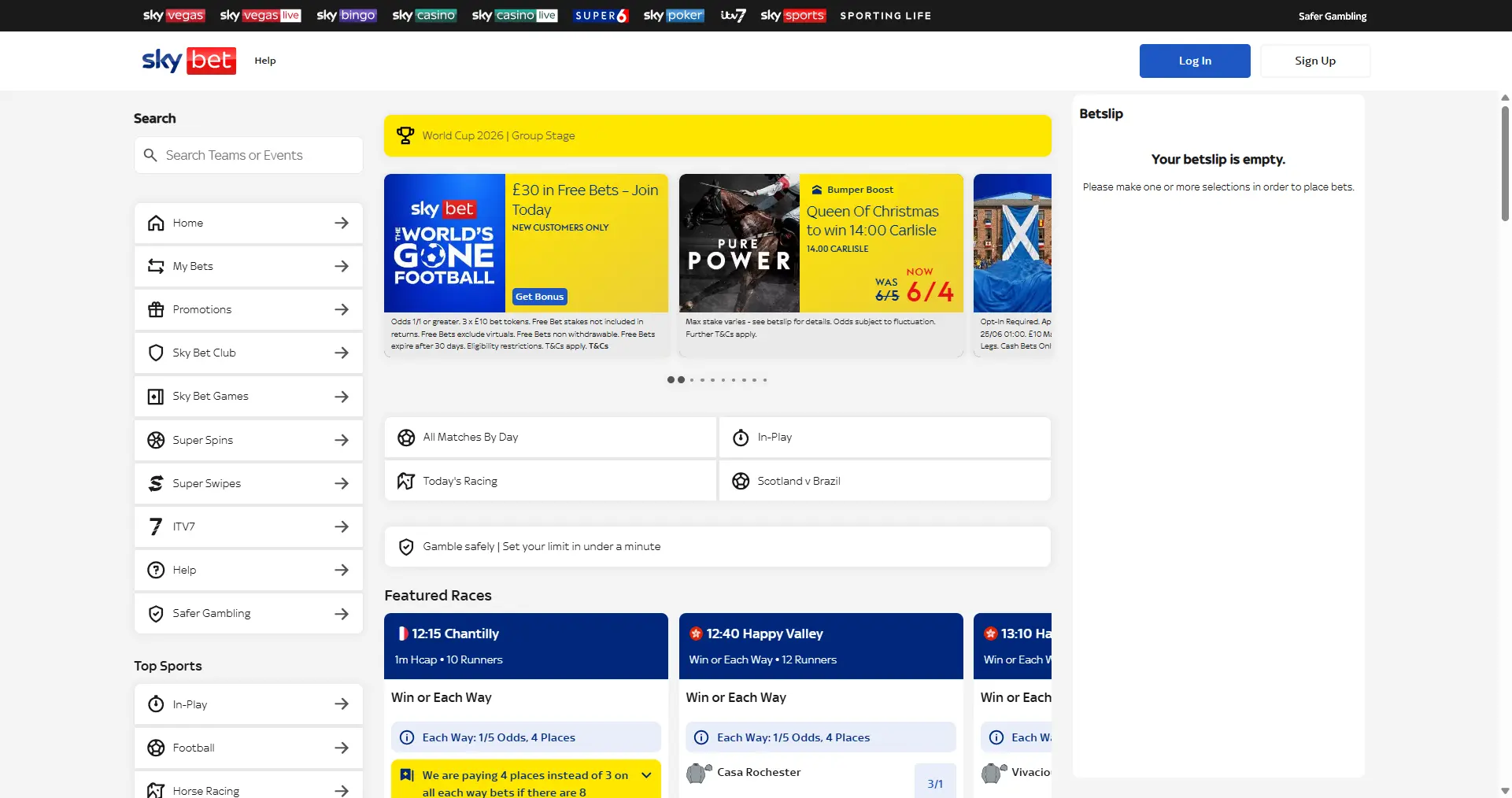 SkyBet review screenshot GB desktop