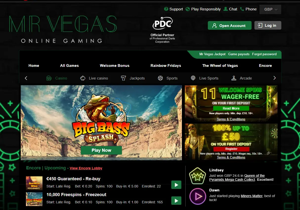 Slots of Vegas review screenshot US desktop