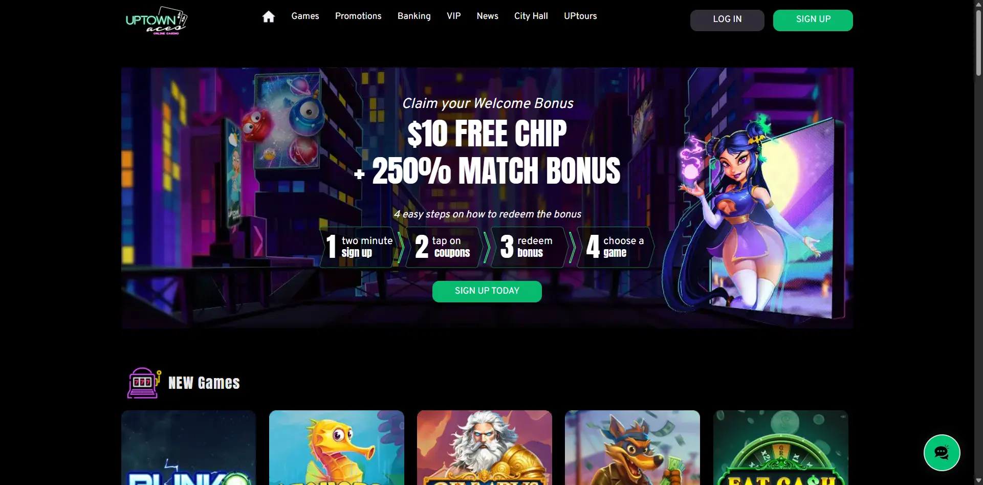 Uptown Aces review screenshot US desktop