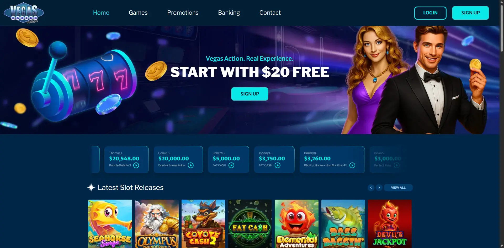 Vegas Casino Online review screenshot US desktop