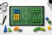 Overhead view of tactical analysis desk with football pitch diagram and coloured analysis magnets for group-stage betting insights.
