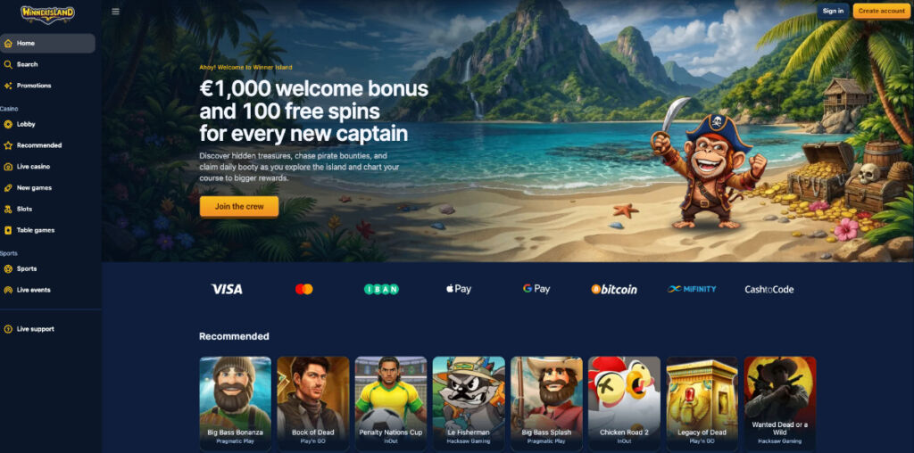 Winner Island Interac casino Canada