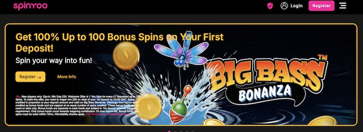SpinYoo Casino is one of the best UK casinos that accepts PaysafeCard.