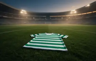 Celtic hooped jersey on grass with stadium lights, symbolizing new player signing arrival