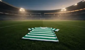Celtic hooped jersey on grass with stadium lights, symbolizing new player signing arrival