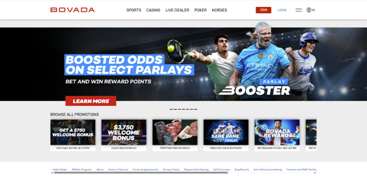 Bovada - Boosted odds offer - desktop screenshot