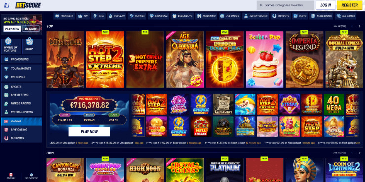 BetScore casino home page
