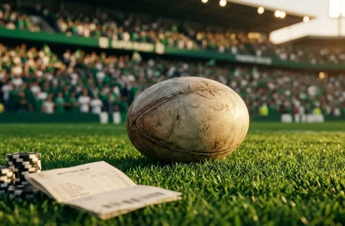Rugby ball on green turf with stacked chips and a betting slip — best betting sites New Zealand 2026