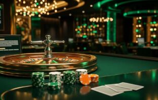 Best online casinos in Singapore 2026 – roulette wheel and casino chips on green felt table