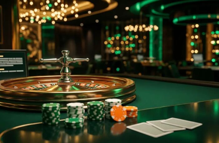 Best online casinos in Singapore 2026 – roulette wheel and casino chips on green felt table