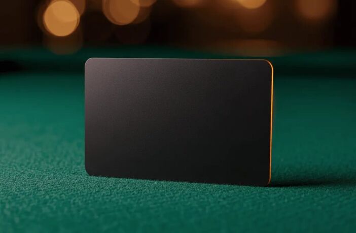 Revolut bank card on green casino felt with warm bokeh background — best Revolut casinos UK 2026
