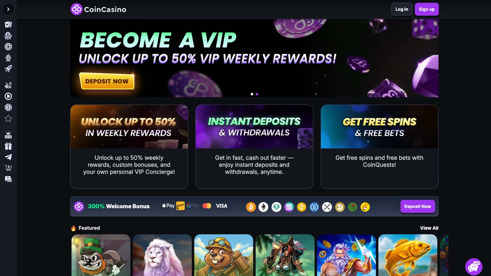 CoinCasino review screenshot MY desktop