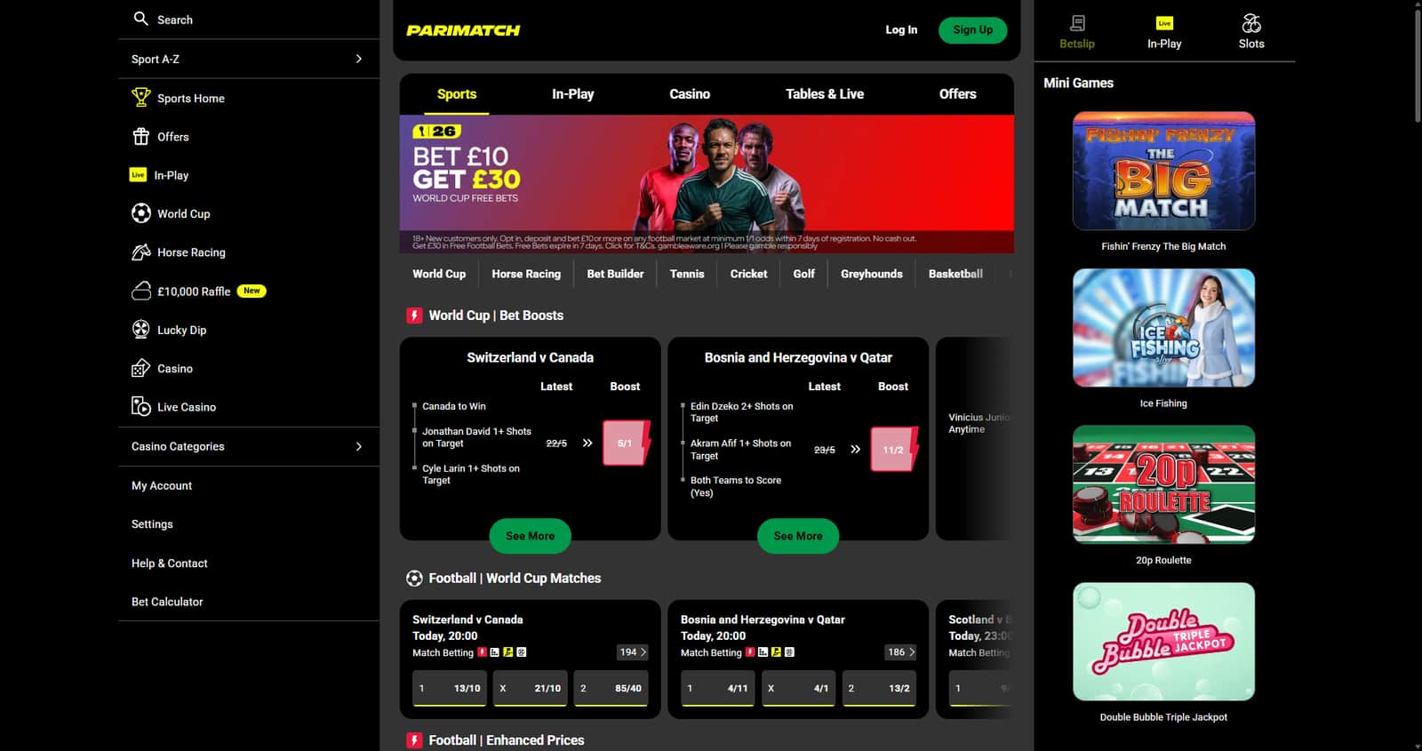 Parimatch review screenshot GB desktop