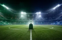 Floodlit football stadium with contrasting green and blue atmospheres ahead of a cup showdown
